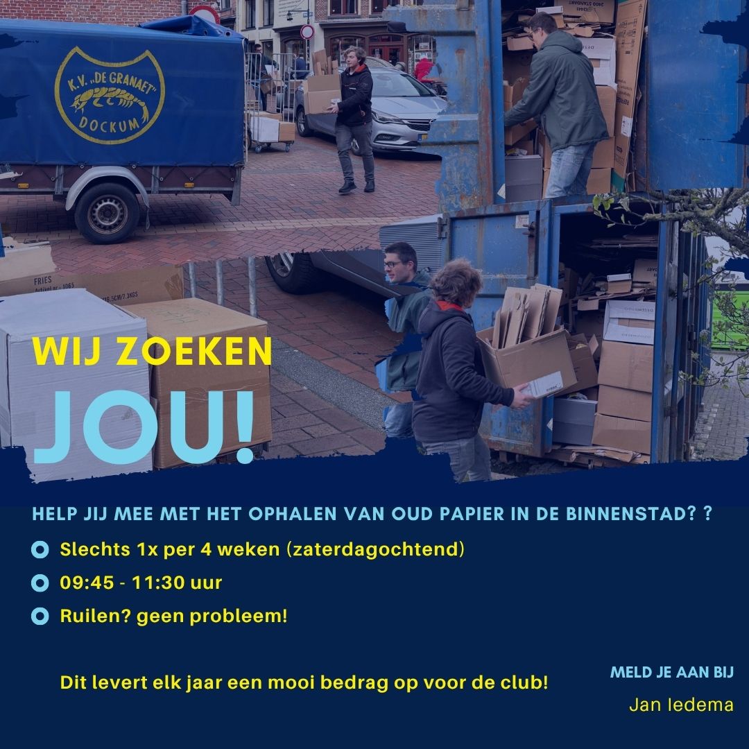 We zoeken versterking voor het oud papier team!
