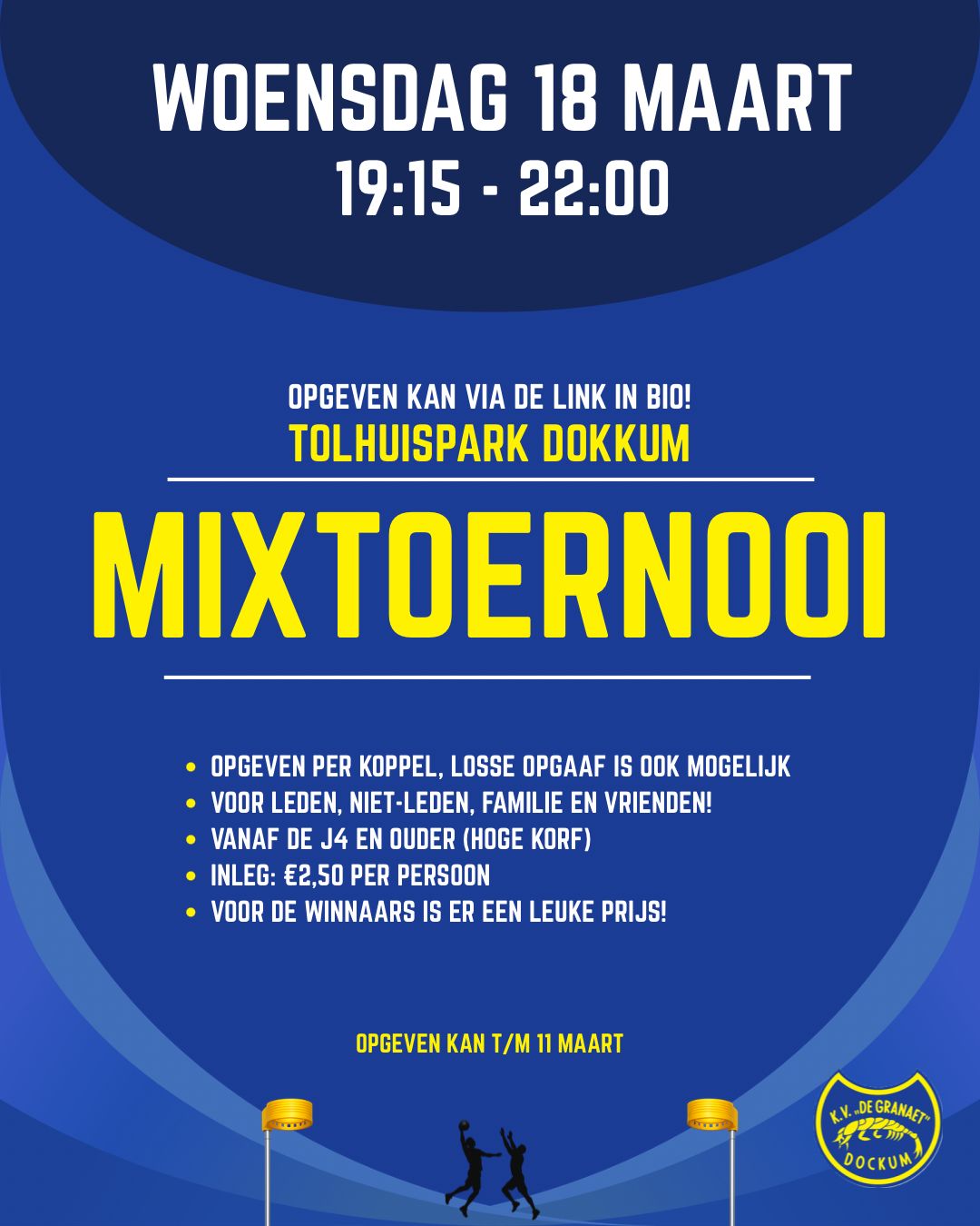 Woensdag 18 maart: mixtoernooi