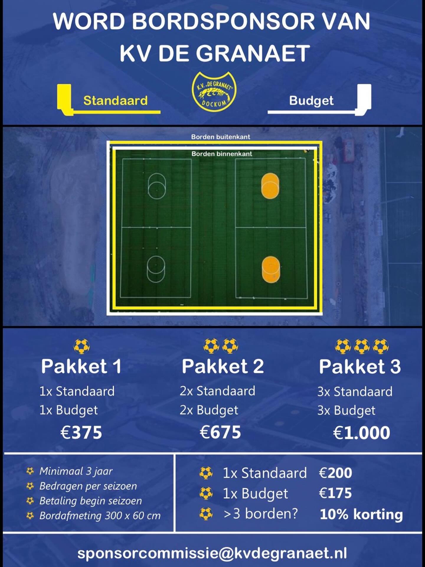 Kans voor ondernemers: bordsponsoring bij KV De Granaet